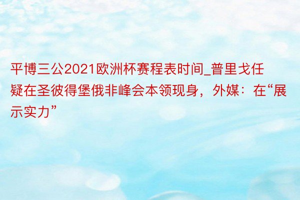 平博三公2021欧洲杯赛程表时间_普里戈任疑在圣彼得堡俄非峰会本领现身，外媒：在“展示实力”