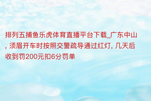 排列五捕鱼乐虎体育直播平台下载_广东中山, 须眉开车时按照交警疏导通过红灯, 几天后收到罚200元扣6分罚单