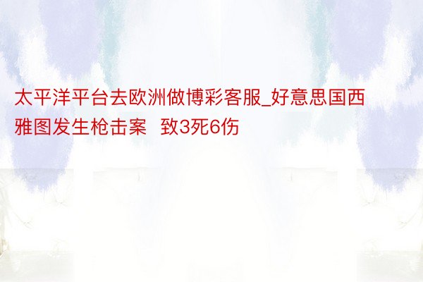 太平洋平台去欧洲做博彩客服_好意思国西雅图发生枪击案  致3死6伤