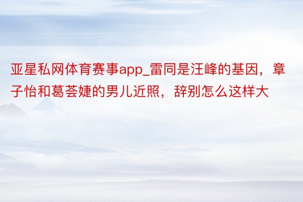 亚星私网体育赛事app_雷同是汪峰的基因，章子怡和葛荟婕的男儿近照，辞别怎么这样大